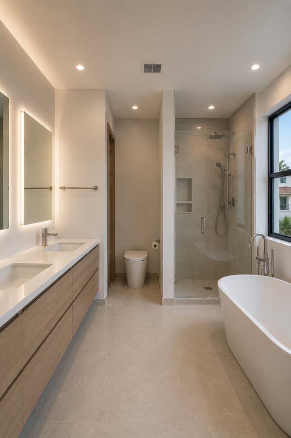 Hollywood beachfront condo bathroom gut renovation — Broward atmosphere