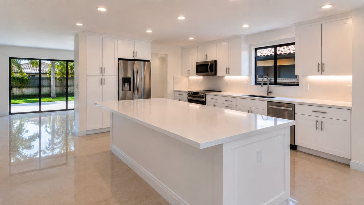 Completed kitchen remodel in a Pembroke Pines single-family home, Broward County