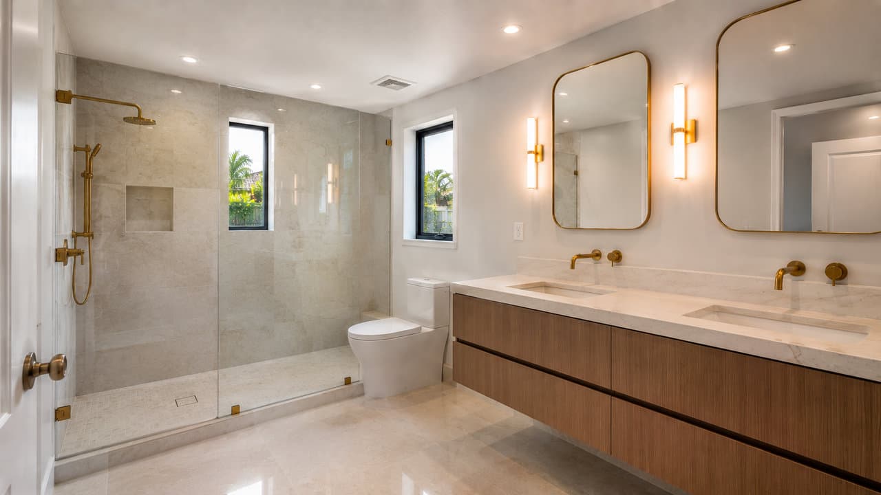 Completed bathroom remodel in a Fort Lauderdale Victoria Park single-family home, Broward County