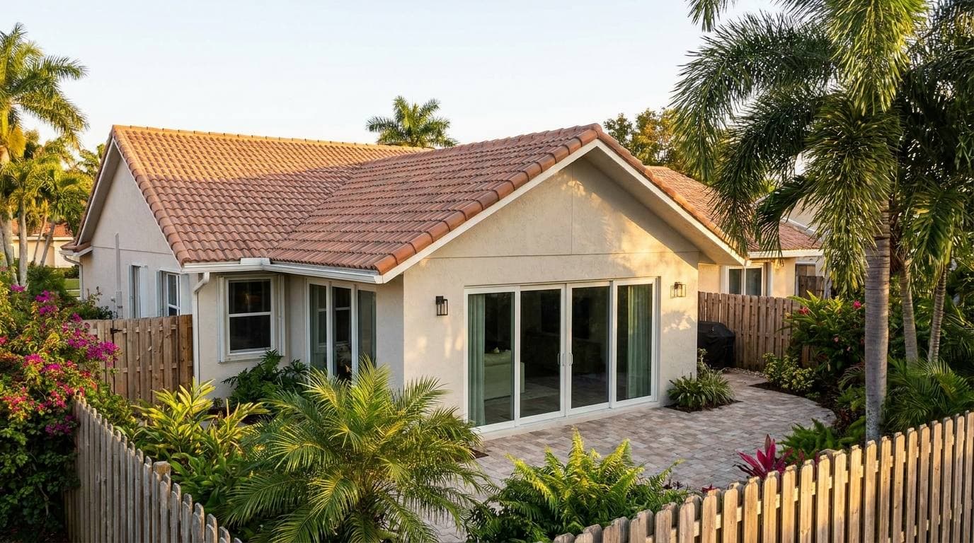 Single-story room addition with a gable-to-hip roof tie-in, Miami-Dade home addition