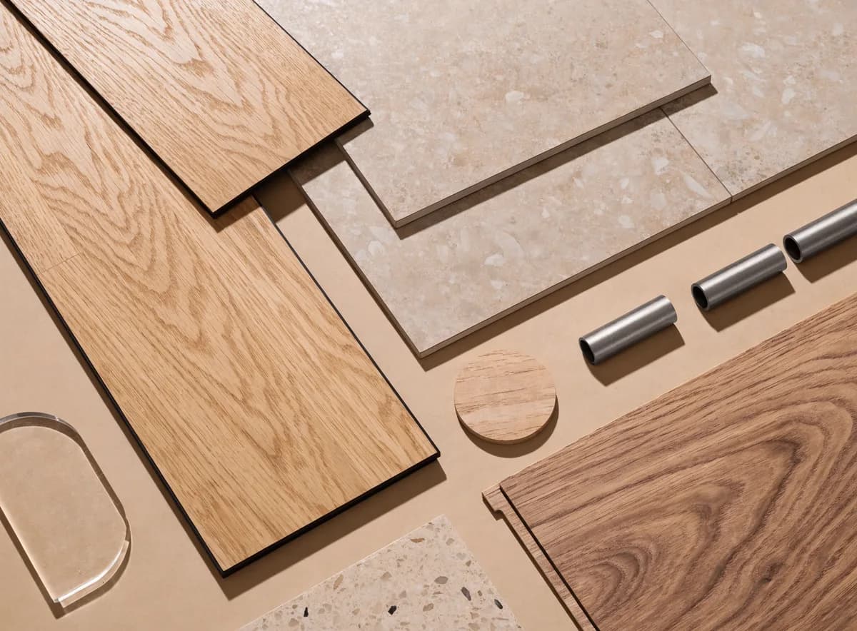 Luxury vinyl plank and porcelain tile floor samples