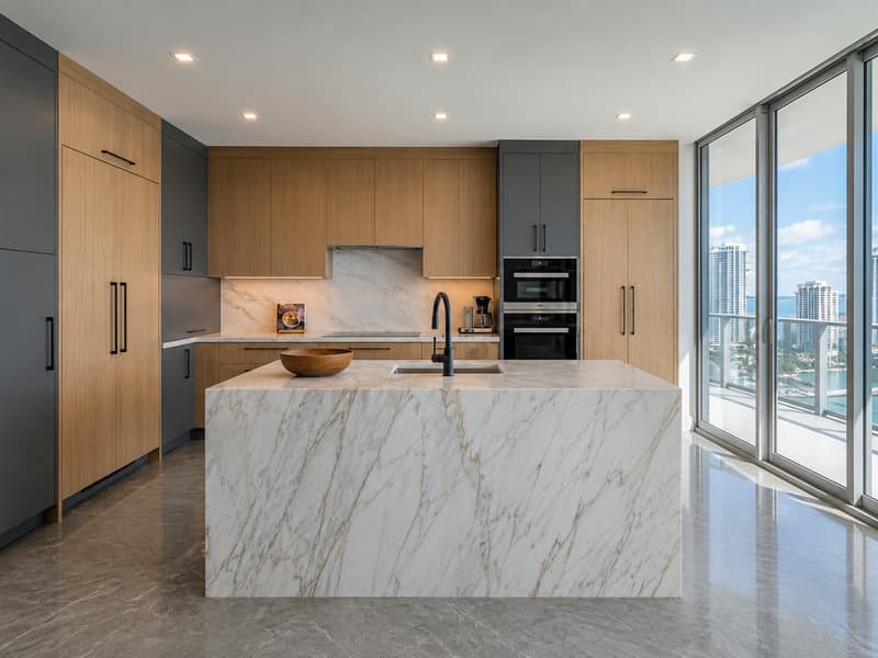 Completed kitchen remodel in a coastal Miami-Dade high-rise condo