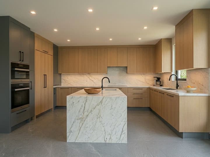 Completed ultra-luxury kitchen remodel with bespoke Italian cabinetry and custom range