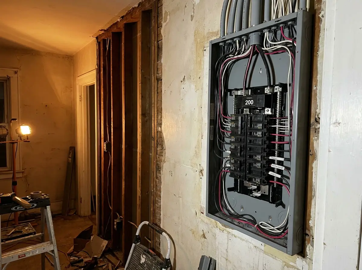 200-amp panel upgrade in an older Broward home kitchen remodel