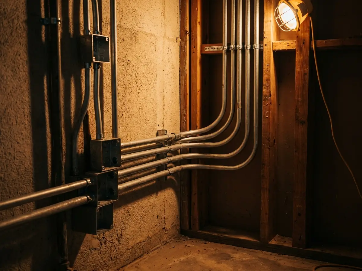 Conduit-protected wiring run in a coastal Miami-Dade kitchen