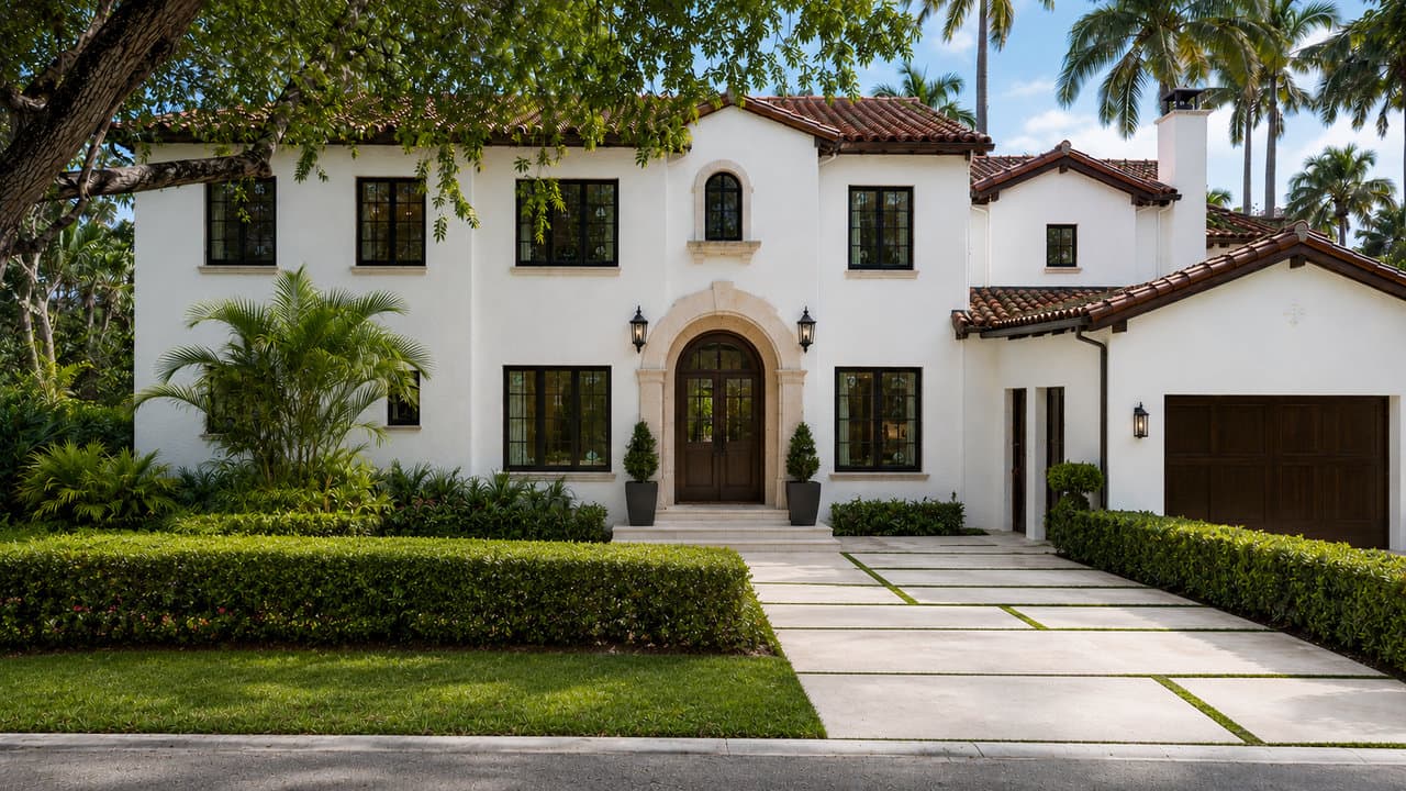 Coral Gables Mediterranean Revival single-family home, completed whole-home remodel, mature landscape