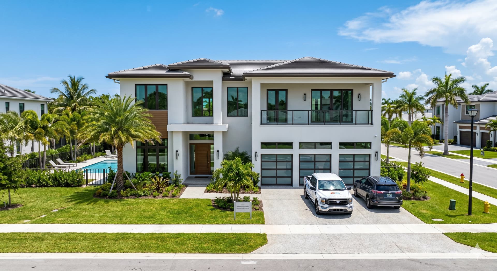 Miami residential context — new construction stat grid background