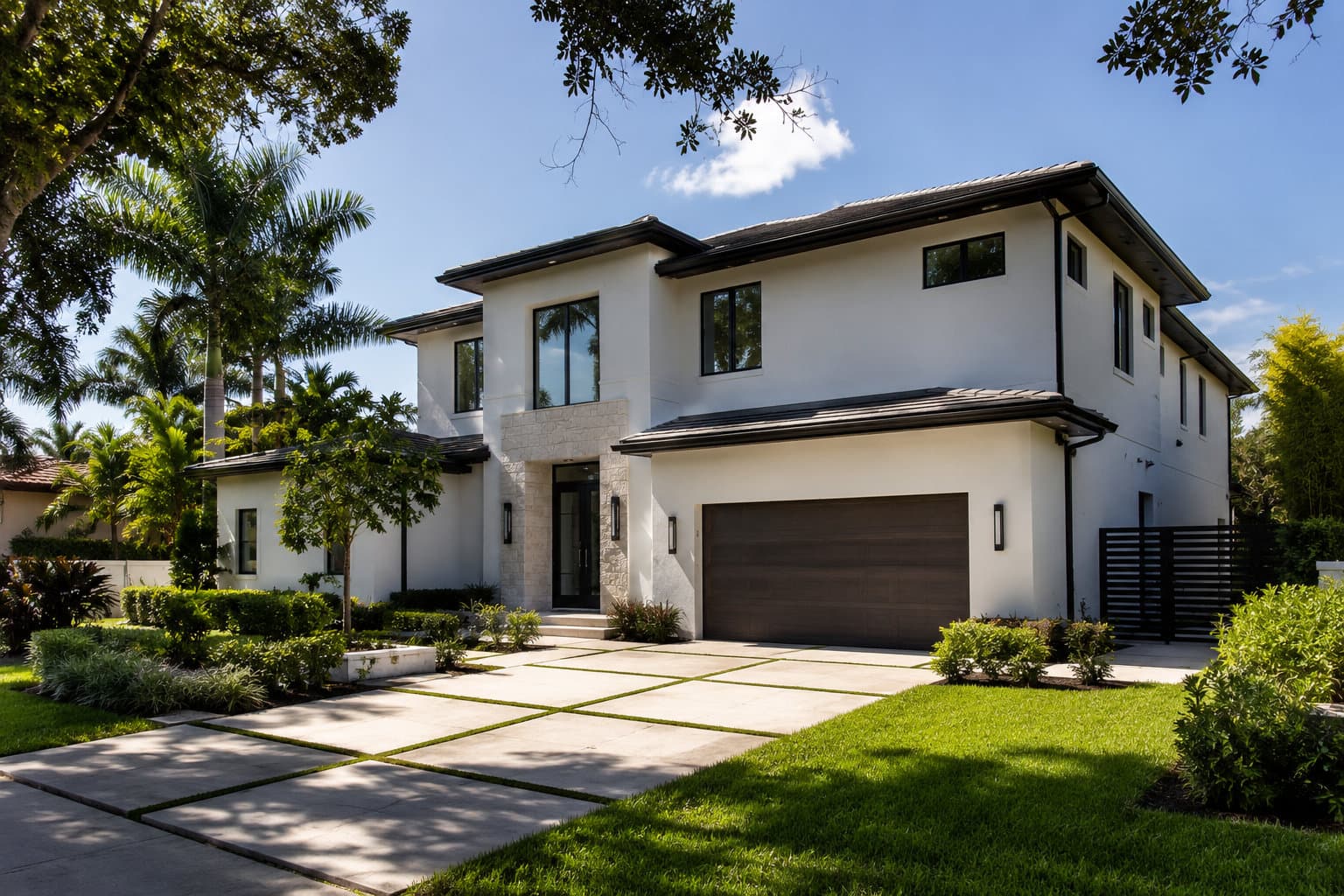 4,800-square-foot single-family ground-up residence on inland Miami-Dade lot, completed exterior