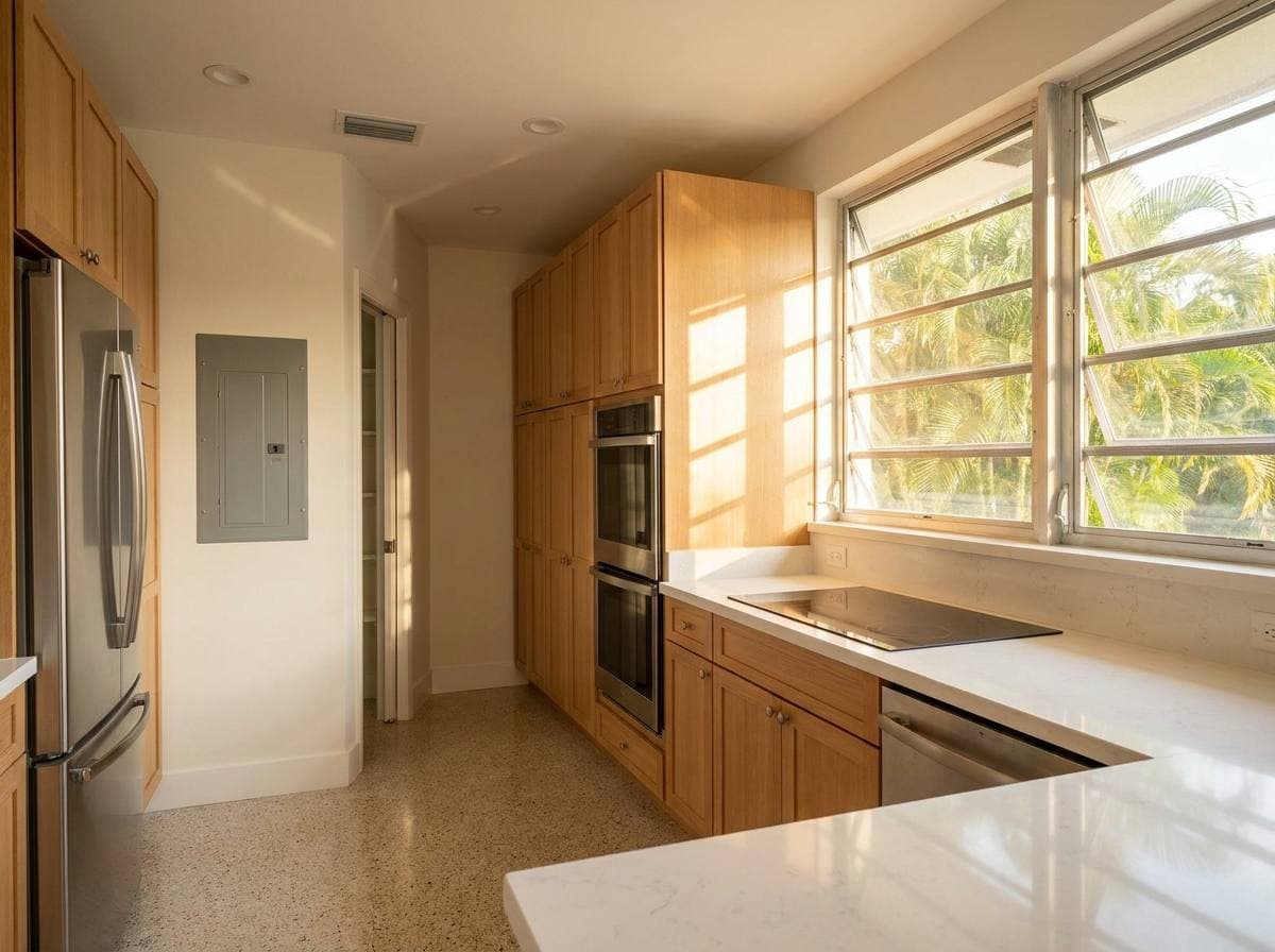 Florian Isles 1960s single-family kitchen remodel with electrical-panel upgrade and modern appliance circuit rework