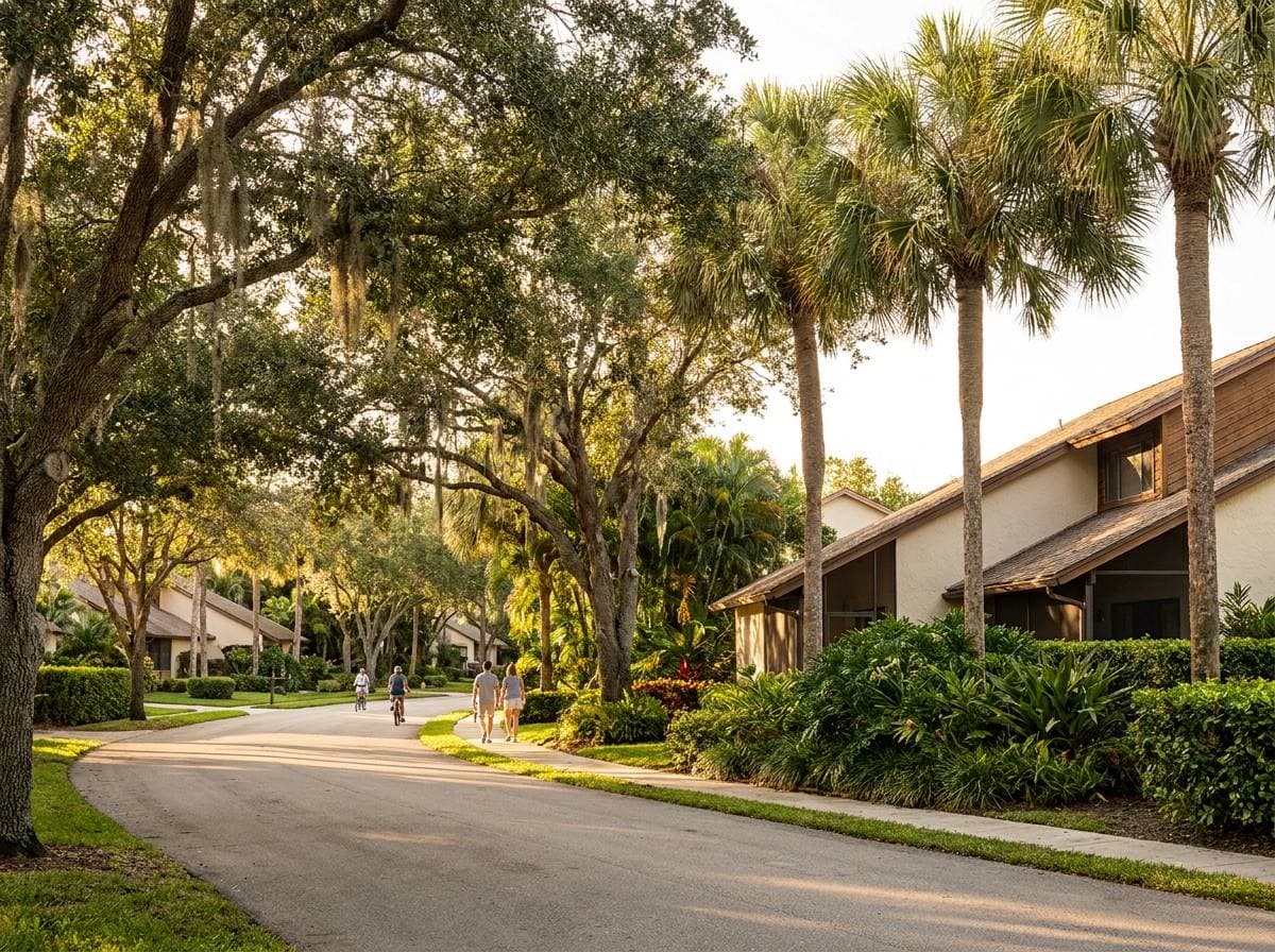 Forest Ridge community streetscape with mature landscaping and 1980s master-planned residential CBS homes