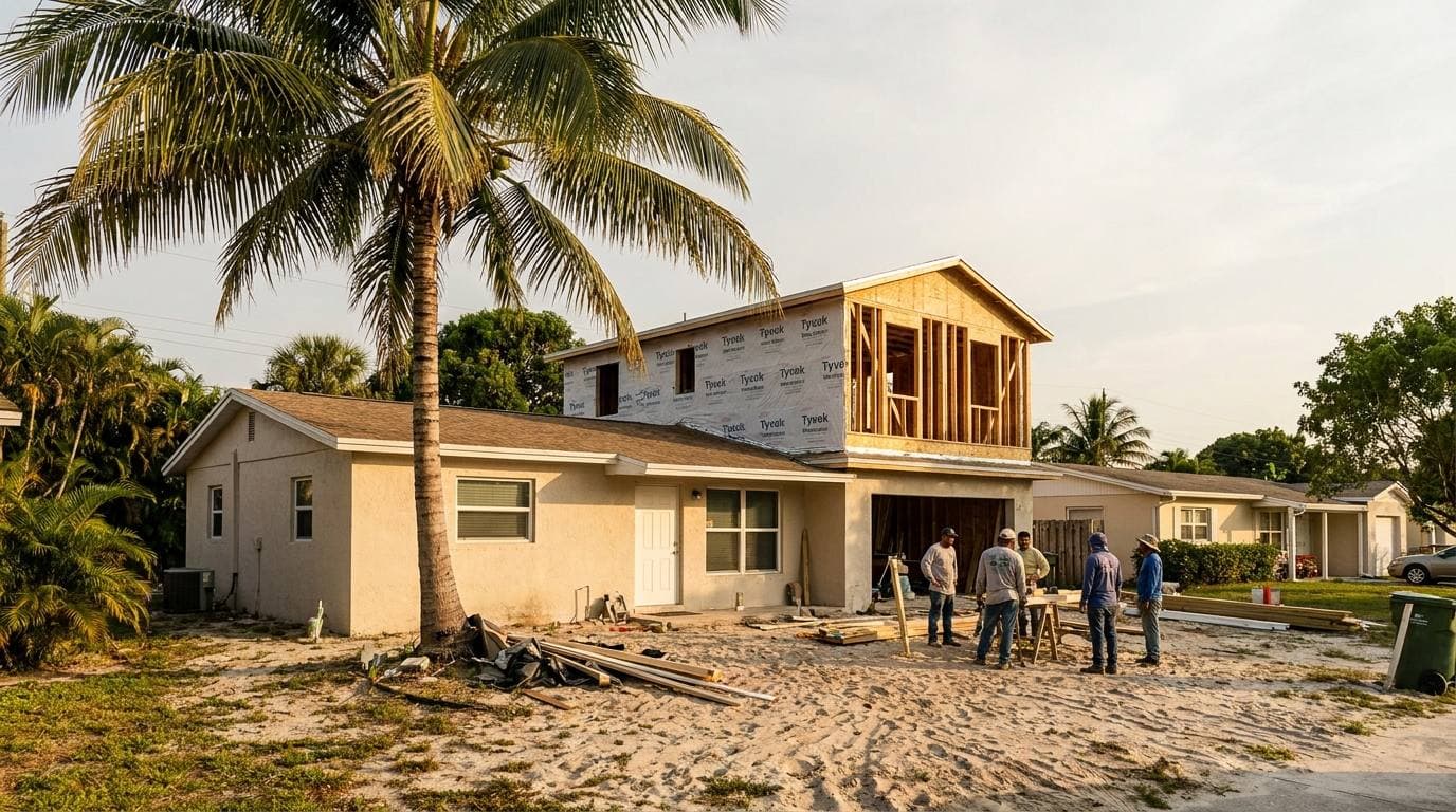Home addition on Lauderdale Lakes 1960s ranch — second-story addition or master suite expansion