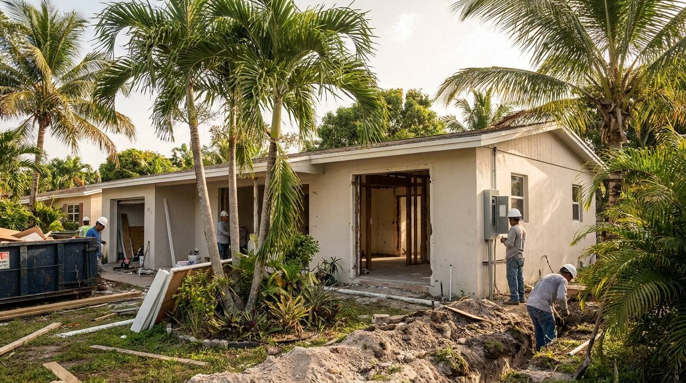 Whole-home renovation in Lauderdale Lakes 1968 CBS ranch with re-pipe and electrical service upgrade