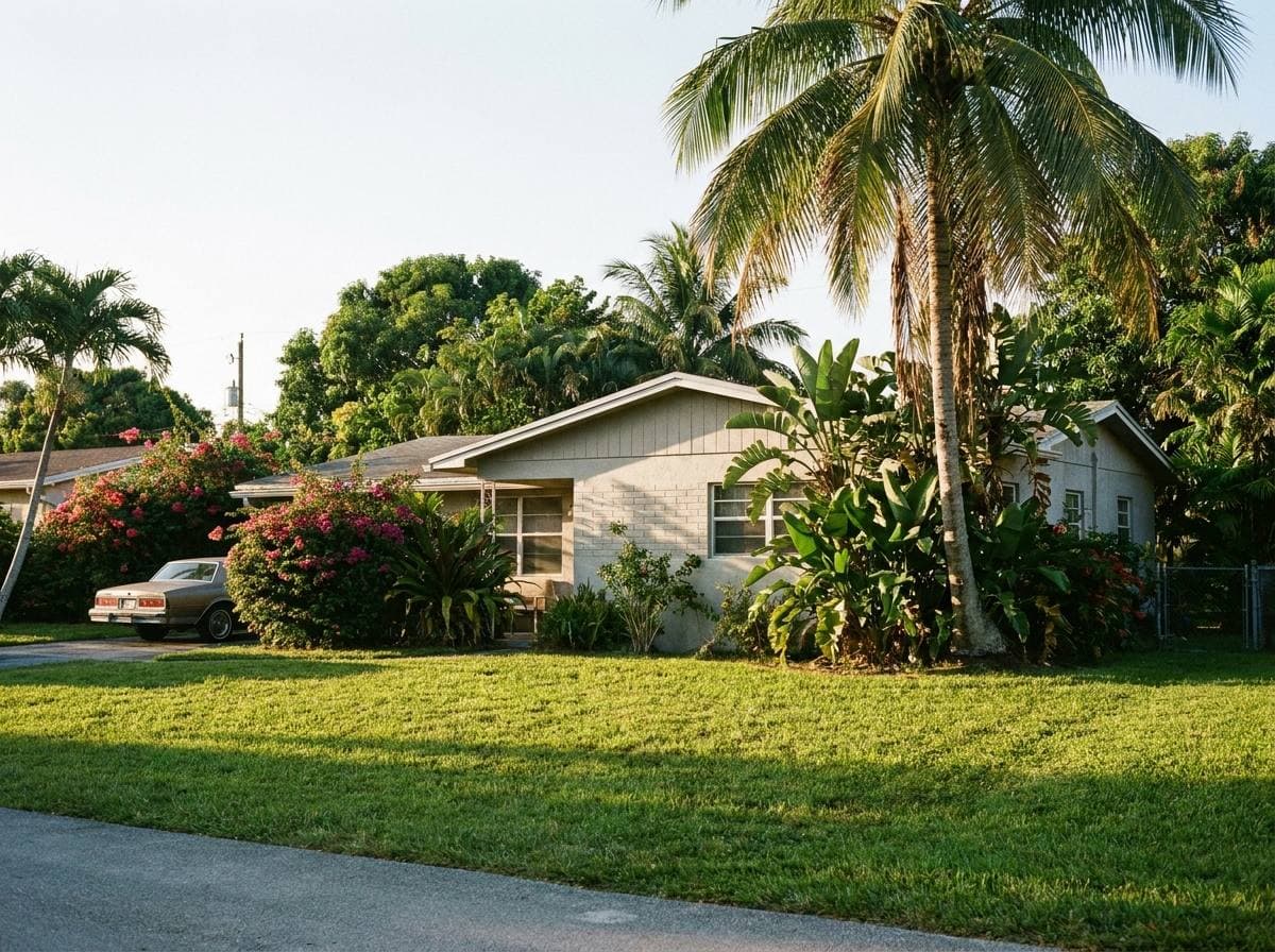 Suburban single-family CBS ranch home in Miami Gardens with mature landscape, representative of 1950s–1970s housing stock