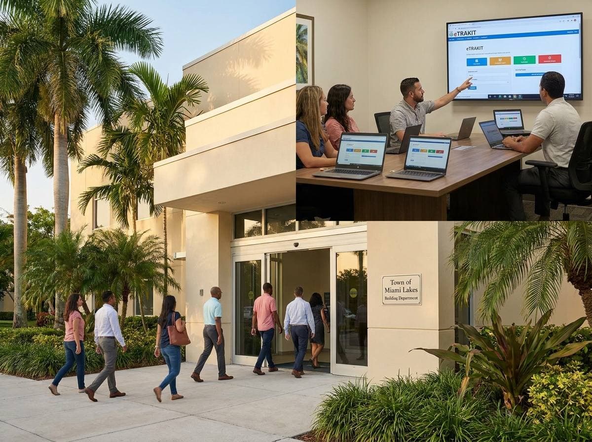 Town of Miami Lakes Building Department — eTRAKiT online portal permit submittal at Town Hall