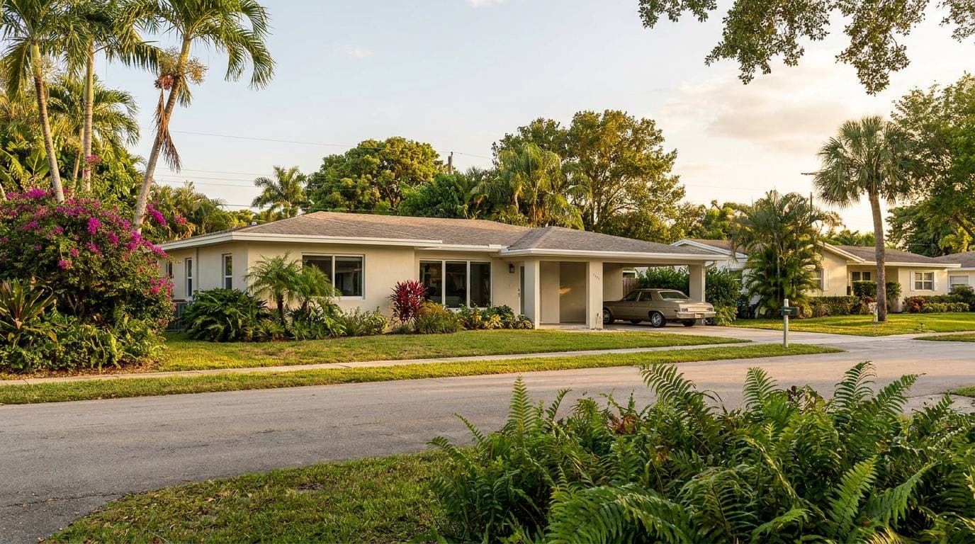 Mid-century ranch home in Coral Heights neighborhood, Oakland Park FL — typical 1950s–60s single-family stock