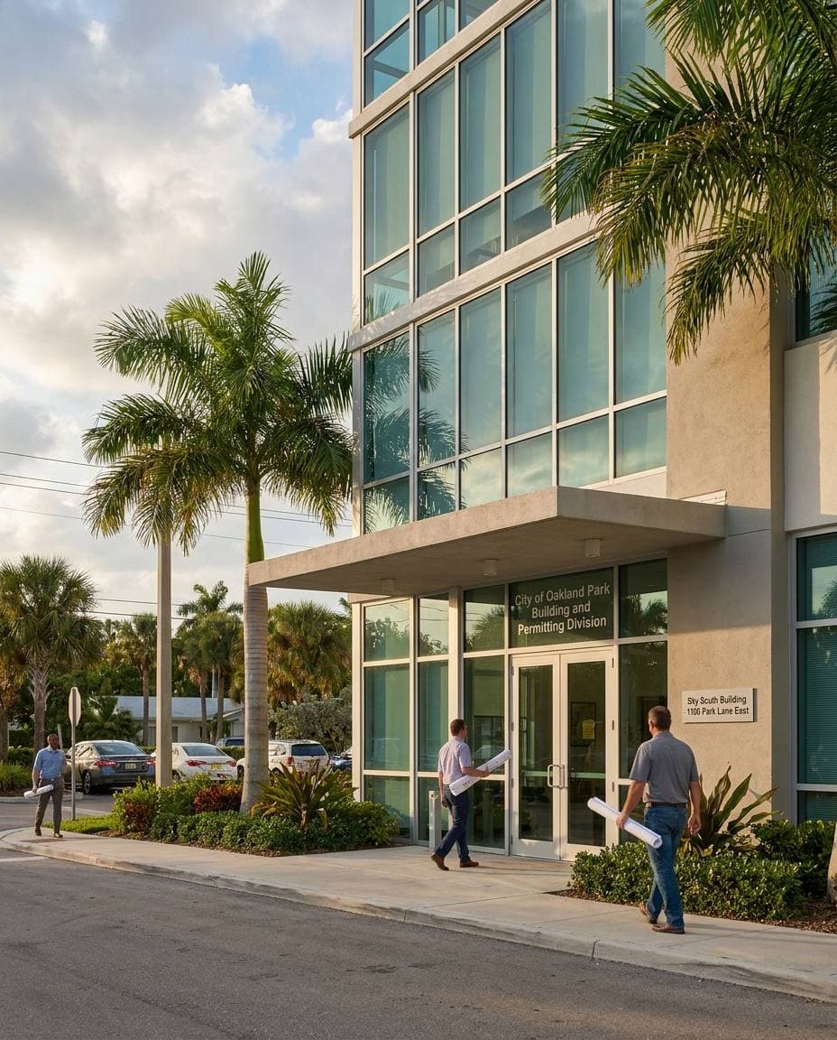 City of Oakland Park Building and Permitting Division at the Sky South Building, 1100 Park Lane East — where residential remodel permits are filed