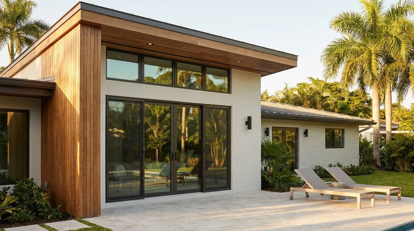 Oakland Park home addition — primary-suite addition off rear elevation of mid-century single-family ranch