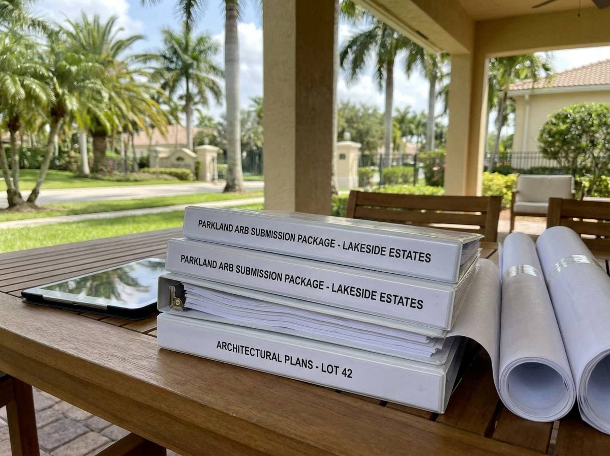 Parkland gated master-planned community Architectural Review Board submission package documents