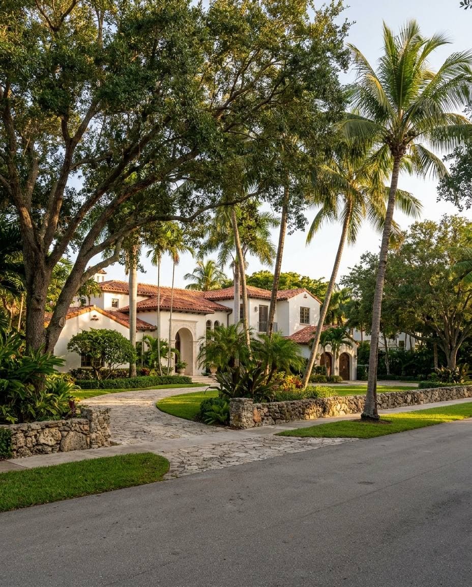 Pinecrest 1-acre estate single-family street — Snapper Creek Lakes large-lot neighborhood