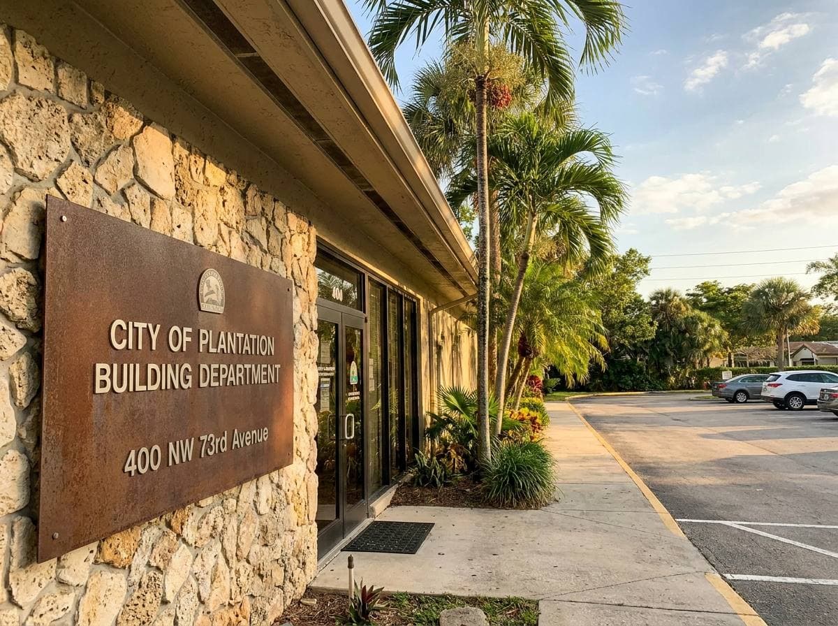 City of Plantation Building Department exterior signage at 400 NW 73rd Avenue