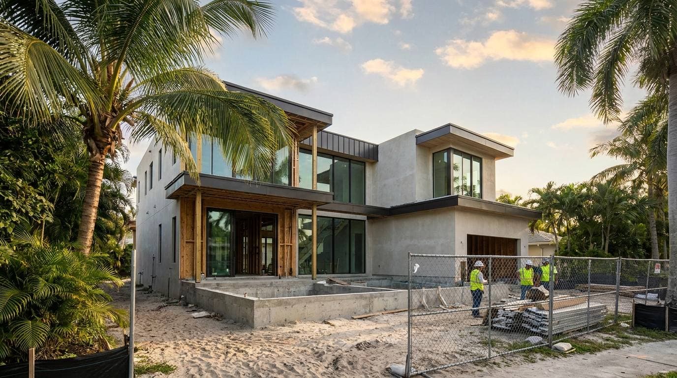 Custom ground-up new construction on a west Boca infill lot — engineered foundation, new envelope, current-code mechanical