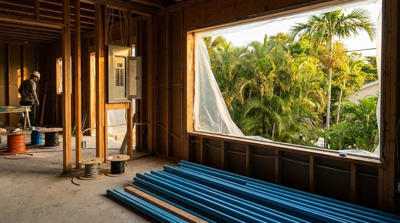 Whole-home renovation in Sunrise FL — 1980s Welleby single-family gut with re-pipe and panel upgrade