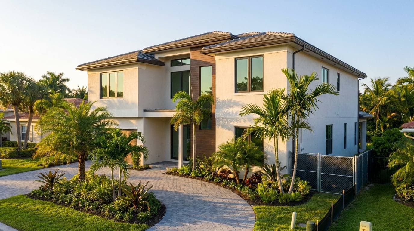 Custom single-family ground-up new construction on a Pembroke Pines infill lot — FBC 8th Edition HVHZ envelope